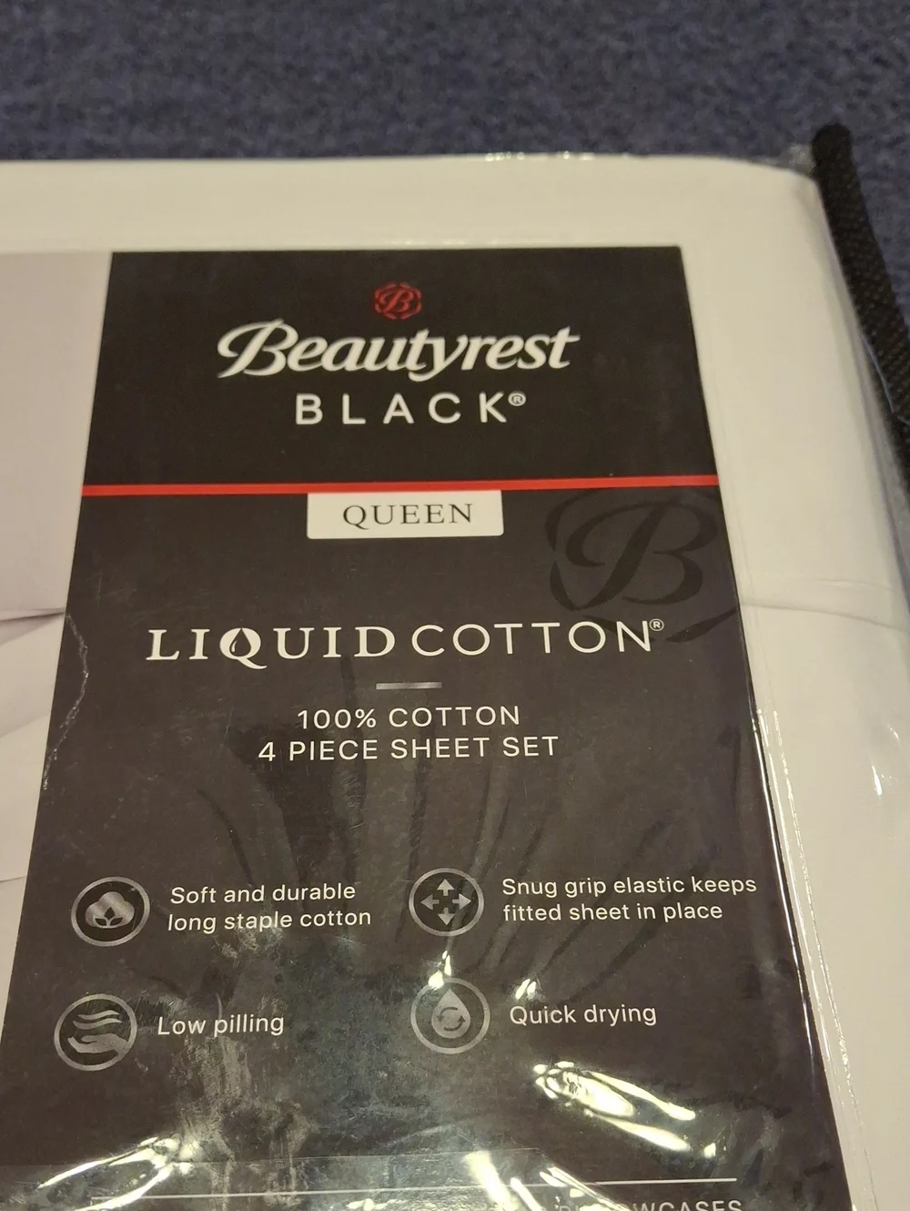 Beautyrest Black  -White Flat Sheet Only. Queen Size.